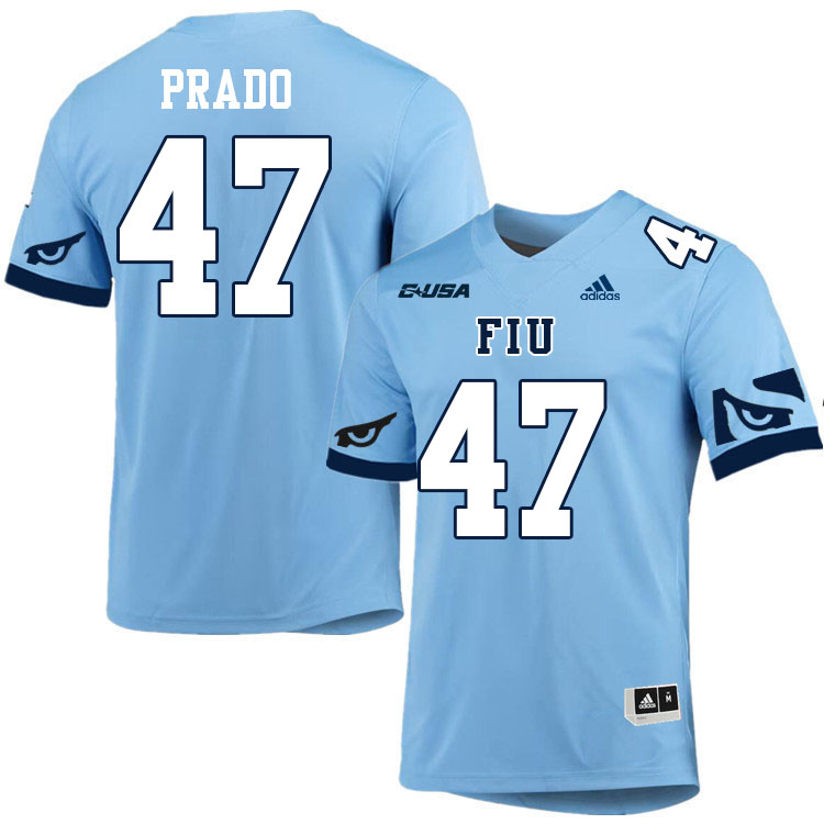 #47 Alejandro Prado FIU Jersey,Florida International University Panthers Football Jersey-Light Blue